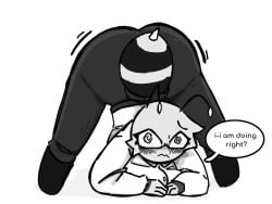 ass bee black_and_white black_pants breasts bug character female glasses hybrid inkyzan inkzan monster_girl oc stickfigure stickman
