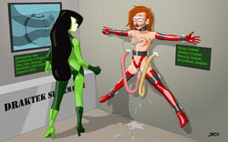 2girls bondage breasts disney female female_only human jacu kc kim_possible kimberly_ann_possible multiple_females multiple_girls nipples rape restrained shego straight_hair tagme tentacle text typo