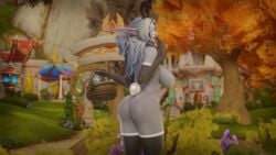 2026 3d bare_breasts bowtie bunny_ears bunny_tail easter easter_bunny egg elbow_gloves elf elf_ears eversong_woods glowing_eyes large_breasts liah_(morilymory) morilymory night_elf noblegarden pointed_ears thigh_high_stockings white_hair world_of_warcraft