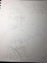 annoyed annoyed_expression anon anonymous_male flicking_penis fucking_dumbass itzal overly_sarcastic_productions paper question red_(overly_sarcastic_productions) sketch sketch_page tagme