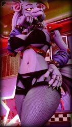 1girls 3d anthro big_breasts blackterio fishnet_legwear fishnets five_nights_at_freddy's five_nights_at_freddy's:_security_breach legwear roxanne_wolf_(fnaf) roxanne_wolf_(mayosplash) sharp_claws sharp_fingernails solo