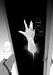 ... 1other beads commentary_request cum cum_on_body cum_on_hands english_text female greyscale highres holding holding_prayer_beads meow7tail mixed-language_commentary monochrome original pov pov_hands prayer_beads reaching spoken_ellipsis sweat thai_commentary trembling