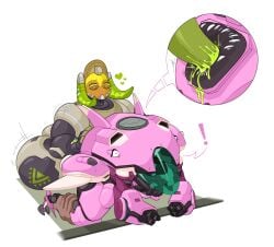 1futa 1girls 2d artist_request blizzard_entertainment d.va female futa_on_female futanari hana_song mecha meka no_humans omnic orisa overwatch penis robot robot_girl robot_penis robotification robotization sex sex_from_behind source_request transformation