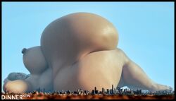 1girls 2022 3d absurdres bbw belly big_belly big_breasts bigger_than_mountain breasts celica_(dinner-kun) city dinner-kun female giantess highres huge_belly hyper hyper_belly lying lying_on_back naked nipples nude nude_female thick_thighs watermark