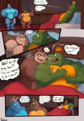 abs anthro ape comic crocodile crocodilian crocodylid donkey_kong donkey_kong_(series) duo gay gorilla group haplorhine hi_res k_rool klump kremling krusha male male/male male_only mammal muscular muscular_anthro muscular_male nintendo pecs primate reptile scalie uniparasite video_games