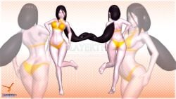 1girls 3d ass barefoot bikini boruto:_naruto_next_generations breasts brown_hair female female_only hyuuga_hanabi lavender_eyes layerth long_hair midriff naruto naruto_(series) one_eye_closed ponytail posing raised_leg reflection solo solo_focus swimsuit tied_hair wink zoom_layer