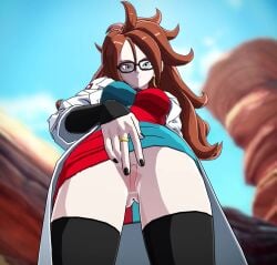 1girls 3d android_21 android_21_(human) animated black_fingernails bottomless clothed_masturbation clothing dragon_ball dragon_ball_fighterz dragon_ball_super dragon_ball_z dress glasses heavy_breathing hi_res highres large_breasts masturbation moaning no_panties shounen_jump sound squiishnsfw stockings tagme thick_thighs thighhighs video vomi_(dragon_ball)