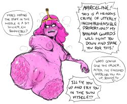 1girls adventure_time amputation amputee anus breasts candy_gore cleft_of_venus crown english_text full_body glenngarth gore hard_vore marceline pink_hair pink_skin princess_bubblegum pussy simple_background small_breasts solo speech_bubble sweating_profusely uncensored vagina vore white_background