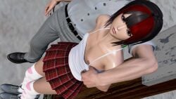 3d afonohito arms_behind_back being_undressed crossdressing exhibitionism femboy girly nipples otoko_no_ko pinstripe_pattern plaid_skirt questionable_consent trap two_tone_hair yaoi