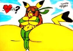 anthro anthrofied big_breasts bikini bikini_bottom blush cameltoe cosplay_pikachu erect_nipples freckles lagomorph lips lipstick makeup mammal nintendo nipple_bulge nipples panties pikachu pokemon pokemon_species presenting presenting_pussy presenting_vagina pussy pussy_outline rodent solo solo_female solo_focus super_smash_bros. super_smash_bros._ultimate theloanwanderer216 traditional_media_(artwork) video_games