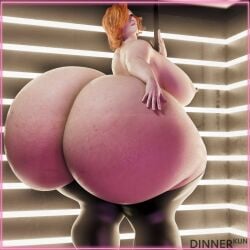 1:1 1girls 2022 3d ass ass_bigger_than_head big_ass big_breasts breasts bubble_ass bubble_butt dat_ass dinner-kun female gigantic_ass hand_on_ass highres huge_ass hyper_ass large_breasts massive_ass orange_hair pole solo thick_ass thick_thighs thighhighs watermark wide_hips