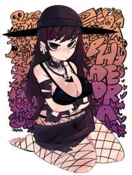 big_breasts breasts cleavage female fishnet_legwear fishnets fortnite fortnite:_battle_royale goth goth_girl hat jiansketch phaedra_(fortnite) tagme