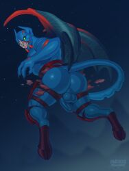 1male absurd_res anthro artist_logo ass balanar_the_night_stalker balls big_butt blue_body blue_skin bubble_butt claws clenched_teeth dick digital_media_(artwork) dota dota_2 fangs gay genitals green_eyes hi_res humanoid logo looking_at_viewer male male_only membrane_(anatomy) membranous_wings monster monstrous_humanoid muscular nazuu-m0nster night noivern nude pokemon pokemon_(species) presenting_ass presenting_butt raised_tail smile smirk solo tail teeth toe_claws valve video_games wings