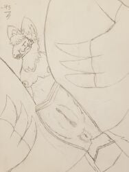 absurd_res anthro anus artemis_(kiwu) big_breasts breasts close-up dominant dominant_female female genitals hi_res kiwu licking licking_lips machine mature_female nipples protogen pussy solo spread_anus spread_legs spreading tongue tongue_out traditional_media_(artwork)