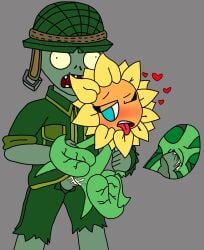 cum_inside cumming dendrophilia electronic_arts female flower girl_on_top green_body green_penis heart male plants_vs_zombies popcap_games pvz sex smile soldier sunflower_(pvz) zombie zombie_boy