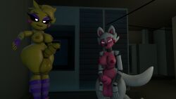 2futas 3d five_nights_at_freddy's funtime_foxy_(fnaf) funtime_foxy_(fnafsl) futa_only futanari toy_chica_(eroticphobia) toy_chica_(fnaf)