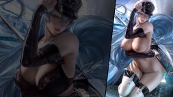 1girls akame_ga_kill! alternate_version_available artist_signature big_breasts blue_hair breasts curvaceous curvy esdeath_(akame_ga_kill!) female female_only hi_res highres huge_breasts human large_breasts long_hair looking_at_viewer military military_hat nipples patreon_reward pussy seductive_look seductive_smile solo solo_female solo_focus thick_thighs very_high_resolution zumi