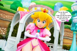 3d alternate_version_available english_text mario_(series) nintendo panties princess_peach skirt_lift speech_bubble super_mario_bros. super_nintendo_world tagme text thong