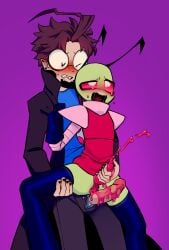 alien alien/human alien_genitalia cum cum_in_pussy dib_membrane gay invader_zim male penis pink_cum pussy sxckbug yaoi zadr zim