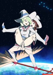 1futa 1girls akko_kagari bangs bottomless broom broom_riding brown_hair carrying carrying_position clothed clothed_sex clothing cum cum_in_pussy cum_inside cumming diakko diana_cavendish duo ejaculation erection female futa_on_female futanari green_hair human light-skinned_female light-skinned_futanari light_skin little_witch_academia long_hair oksandio open_mouth pale-skinned_female pale-skinned_futanari palette partially_clothed penetration penis reverse_suspended_congress sex space standing vaginal_penetration