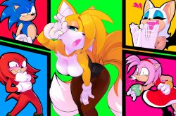 amy_rose bedroom_eyes bunnysuit exposed_torso female feminine_male feminization footwear handwear humanoid knuckles_the_echidna male miles_prower playboy_bunny rouge_the_bat rule_63 sega shnider sonic_(series) sonic_the_hedgehog sonic_the_hedgehog_(series) tails tailsko