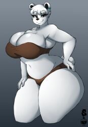 1girls 2019 4k abstract_background absurd_res anthro big_breasts bikini breasts chest_tuft cleavage clothed clothing curvaceous curvy curvy_body curvy_female curvy_figure digital_drawing_(artwork) digital_media_(artwork) eyelashes female female_focus female_only fluffy fluffy_tail fur furry grey_eyes hair hand_on_hip hi_res hourglass_figure huge_breasts mammal nadenka_(jwinkz) polar_bear short_hair short_tail simple_background skimpy skimpy_bikini small_waist smile solo superix swimwear thick_thighs topwear tube_top tuft ursid ursine voluptuous white_body white_fur white_hair wide_hips