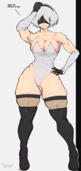 abs android android_girl armpit armpits beauty_mark big_breasts bikini_bottom blindfold boots breasts crab fishnets fit fit_female gloves hair hairband hand_on_head hand_on_hip hips huge_thighs large_breasts legs muscular muscular_shoulders muscular_thighs nier nier:_automata nier_(series) robot robot_girl robot_humanoid shoulders silver_hair strip_game thick thick_legs thigh_highs thighhighs thighs thighs_bigger_than_head toned toned_female white white_hair wide_hips yoracrab yorha_2b