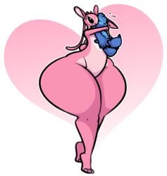 1boy1girl alien angel_(lilo_and_stitch) anthro giant_ass lilo_and_stitch puffster3 stitch tagme thick_thighs wide_hips