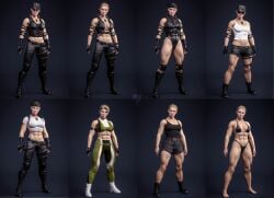 3d abs big_breasts bikini blonde_female blonde_hair bridgette_wilson cleavage daz_studio dog_tags feet fit fit_female hat manbasama midriff mortal_kombat mortal_kombat_(2011) mortal_kombat_11 mortal_kombat_3 mortal_kombat_vs._dc_universe multiple_images muscular muscular_female shorts sonya_blade sunglasses swimsuit tank_top tights tinted_eyewear