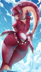 1girls 2022 absurd_res araneesama artist_signature ass ass_focus ass_shot back back_view breath_of_the_wild bubble_butt cutesexyrobutts_(style) female female_only fins hips huge_ass humanoid long_hair looking_at_viewer mipha monster_girl naughty_face nintendo outdoors pussy red_body slim_waist suggestive_look the_legend_of_zelda thick_thighs thighs uncensored vagina water wet wide_hips yellow_eyes zora