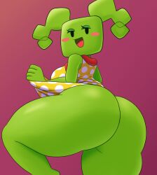 1girls ass ass_focus bedroom_eyes big_ass bimbo bubble_ass bubble_butt curvaceous dat_ass fat_ass fat_butt female going_commando green_hair green_skin horny horny_female huge_ass huge_butt large_ass large_butt mario_(series) maroon_background mechspazer mimi_(super_paper_mario) mob_face nintendo no_panties no_underwear paper_mario seducing seductive seductive_eyes seductive_look seductive_pose seductive_smile smelly_ass sniffable_ass super_mario_bros. super_paper_mario tagme thick_ass thick_thighs voluptuous wide_hips