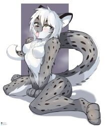 ahe_gao anthro changed_(video_game) female female_only implied_dildo snow_leopard snow_leopard_(changed) solo tagme