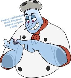 ahegaobot_(artist) anonymous_character anthro_saltshaker chef_saltbaker cuphead:_the_delicious_last_course cuphead_(game) giant giant_male macrophilia male male_only pink_eyes pleasure_face sweat yaoi