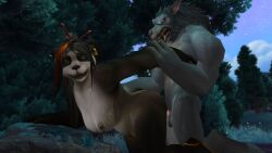 16:9 3d_(artwork) anthro anthro_on_anthro blizzard_entertainment breasts canid canine canis digital_media_(artwork) duo female giant_panda hi_res ilikepandaren male male/female mammal outside pandaren penetration sex ursid vaginal_penetration video_games warcraft were werecanid widescreen wolf worgen world_of_warcraft