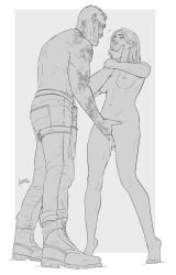 1boy 1girls 2022 artist_signature ashalle beard boots chin_grab choke_hold choking clothed_male_nude_female combat_boots deputy_(far_cry_5) dressed_undressed dubious_consent far_cry far_cry_5 fingering grabbing_chin grayscale greyscale hand_on_chin hand_on_wrist heart heart_symbol holster jacob_seed jeans knife knife_holster knife_sheath monochrome naked_female pants questionable_consent sheath shirtless_male standing_on_tip_toes standing_on_toes standing_sex tiptoes vaginal_fingering vaginal_penetration worm's-eye_view