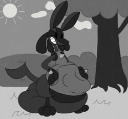 animated black_and_white crotch_belly lucario pokemon pokemon_(species) rubberhose vore