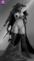 abs barely_clothed big_breasts breasts busty child_bearing_hips covered_nipples female female_focus female_only g-string greyscale hourglass_figure knights_of_the_old_republic knights_of_the_old_republic_2 miraluka navel pasties scantily_clad sexgazer star_wars tagme veil visas_marr wide_hips