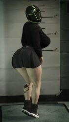 3d ass camera_pov edit female_only femsub grand_theft_auto grand_theft_auto_online gta_online_female_character huge_breasts masked_female miniskirt peteypelly posing sideboob skirt solo sweater tattoo thick_thighs