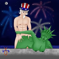 asserack doggy_style fireworks lady_liberty political stars statue_of_liberty uncle_sam water watermark