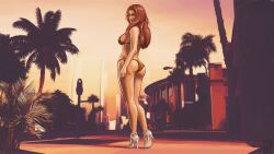 1girls ass ayndre bare_shoulders bikini female female_only grand_theft_auto gtav_cover_girl