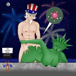 asserack doggy_style egg egg_cell fireworks impregnation lady_liberty ovum political political_cartoon sperm sperm_cell stars statue_of_liberty uncle_sam water watermark