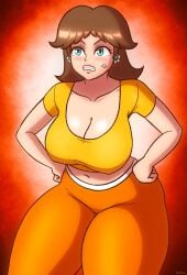 anger_vein beg4cake breasts earrings female female_only legwear light-skinned_female light_skin mario_(series) nintendo princess_daisy thick_thighs thighs tomboy voluptuous