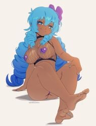 ass breasts daringchido dark-skinned_female dark_skin feet fishnet maria_(daringchido) original_character sandcavern thick_thighs thong