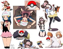 bad_censor brigette_(pokemon) censored covering dawn_(pokemon) game_freak hilda_(pokemon) may_(pokemon) miniskirt multiple_girls nintendo pokemon pokemon_(game) rosa_(pokemon) ryunryun