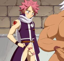 drawfag drawthread_request edit edited elfman_strauss erection fairy_tail genitals human male male_focus male_only muscular muscular_male naked natsu_dragneel nude pecs penis pink_hair retracted_foreskin screenshot screenshot_edit serious tattoo uncut unknown_artist