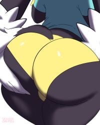 aged_up anthro ass big_butt black_body black_fur bottomwear butt_focus butt_grab clothing femboy fur girly hand_on_butt hotpants klonoa klonoa_(series) male male_only png shorts solo video_games zaviel