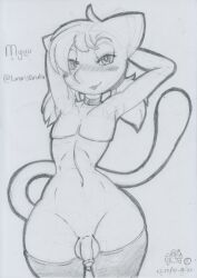 2022 anthro anthrofied balls bedroom_eyes blush bodily_fluids choker clothing dripping foreskin genital_fluids genitals girly graphite_(artwork) hair hands_behind_back humanoid_genitalia humanoid_penis jewelry legendary_pokemon legwear looking_at_viewer lunaris_parukia male mew mostly_nude myuu_(rivvoncat) narrowed_eyes navel necklace nintendo partially_retracted_foreskin penis pokémon_(species) pokemon pokemon_(species) pokemorph precum precum_drip seductive smile smiling_at_viewer solo stockings thigh_highs traditional_media_(artwork) twintails video_games