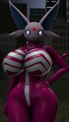 16:9 2021 3d_(artwork) anthro barely_visible_genitalia barely_visible_pussy big_breasts breasts city digital_media_(artwork) eeveelution espeon featureless_breasts female genitals glowing glowing_eyes hand_on_hip hi_res huge_breasts looking_at_viewer nintendo no_nipples pokémon_(species) pokemon pokemon_(species) pokesymbiote purple_body purple_eyes purple_skin pussy solo source_filmmaker standing symbiote video_games wide_hips widescreen