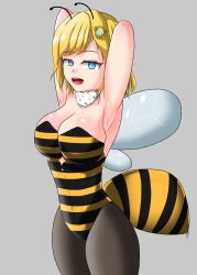 antenna bee bee_costume bee_girl big_breasts blonde_hair blue_eyes breasts female female_only fur hair hololive hololive_english hololive_myth hoonter insect_girl insect_wings medium_hair no_bra pantyhose pose posing request shaded short_hair stinger thick thick_legs thick_thighs thighs virtual_youtuber watson_amelia white_fur wings