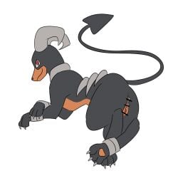 anus black_body censored female feral gantan genitals houndoom lying nintendo pokémon_(species) pokemon pussy realistic_animal solo video_games